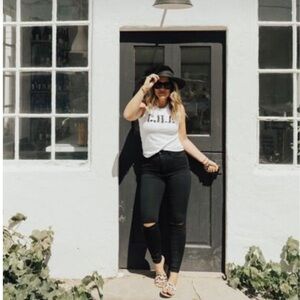 CJLA jet black denim with distressed knee